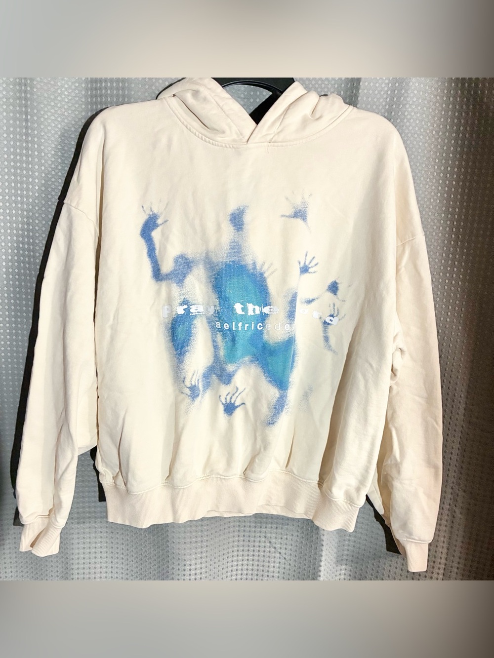 Aelfric Eden Sz M Pray the Lord Graphic Sweatshirt Hoodie Skeleton Hands Elfric
